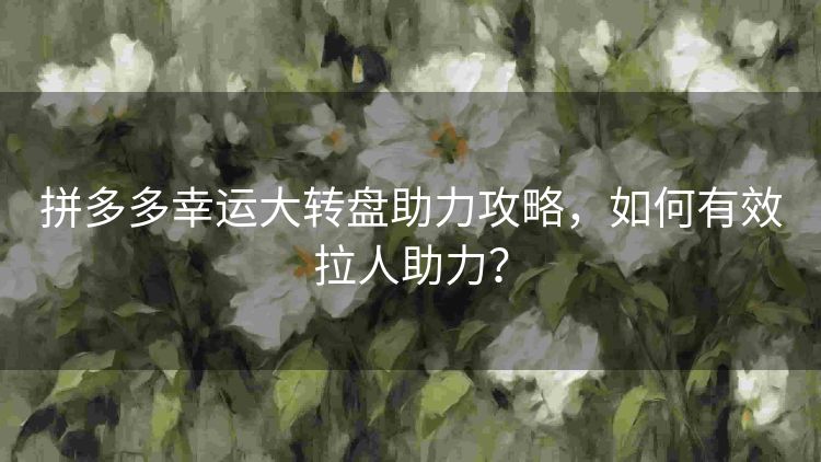 拼多多幸运大转盘助力攻略,如何有效拉人助力? 拼多多幸运大转盘助力攻略,如何有效拉人助力?