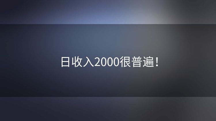 日收入2000很普遍! 日收入2000很普遍!