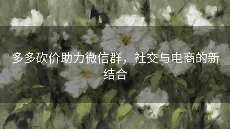 多多砍价助力微信群，社交与电商的新结合