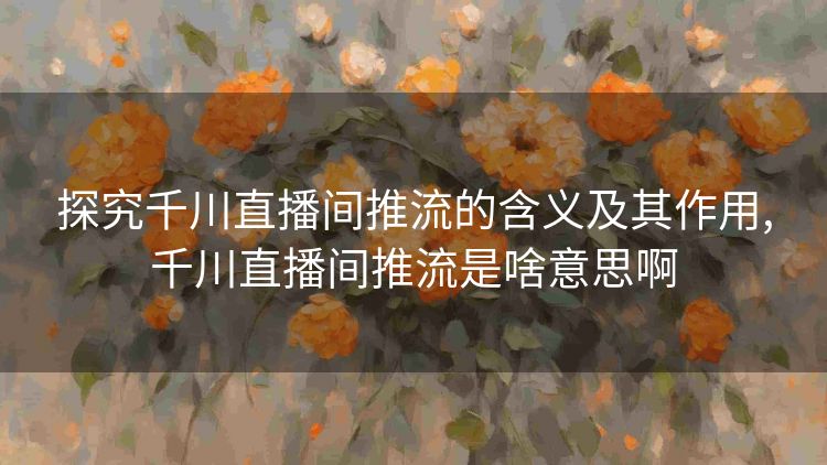 探究千川直播间推流的含义及其作用,千川直播间推流是啥意思啊