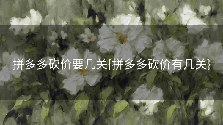 拼多多砍价要几关{拼多多砍价有几关}