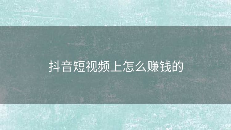 抖音短视频上怎么赚钱的 抖音短视频上怎么赚钱的