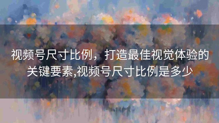 视频号尺寸比例，打造最佳视觉体验的关键要素,视频号尺寸比例是多少