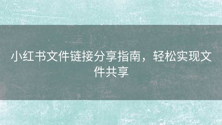 小红书文件链接分享指南,轻松实现文件共享 小红书文件链接分享指南,轻松实现文件共享