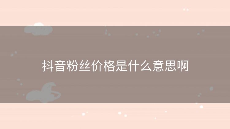 抖音粉丝价格是什么意思啊