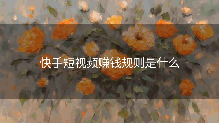 快手短视频赚钱规则是什么 快手短视频赚钱规则是什么