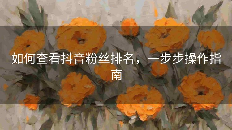 如何查看抖音粉丝排名，一步步操作指南