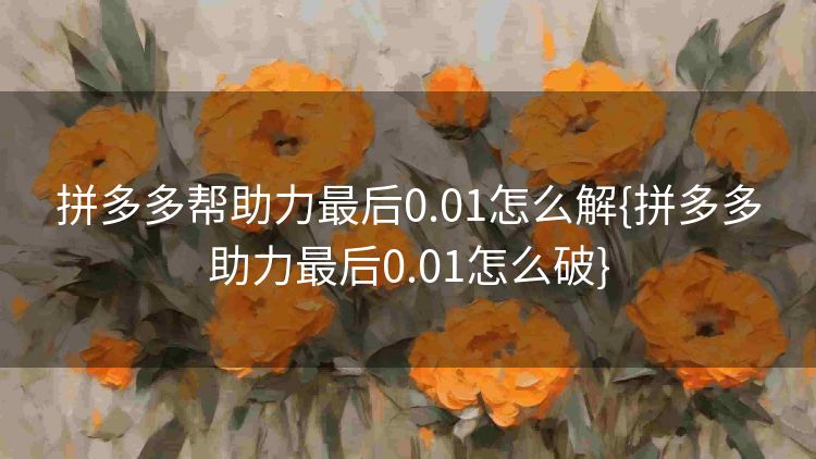拼多多帮助力最后0.01怎么解{拼多多助力最后0.01怎么破} 拼多多帮助力最后0.01怎么解{拼多多助力最后0.01怎么破}