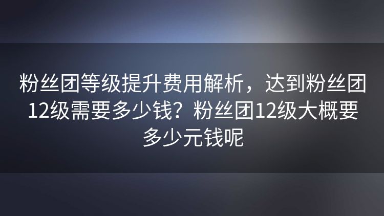 粉丝团等级提升费用解析，达到粉丝团12级需要多少钱？粉丝团12级大概要多少元钱呢