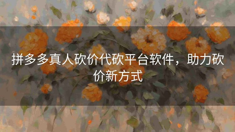 拼多多真人砍价代砍平台软件,助力砍价新方式 拼多多真人砍价代砍平台软件,助力砍价新方式