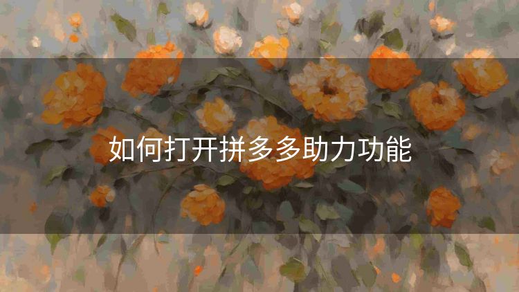如何打开拼多多助力功能 如何打开拼多多助力功能