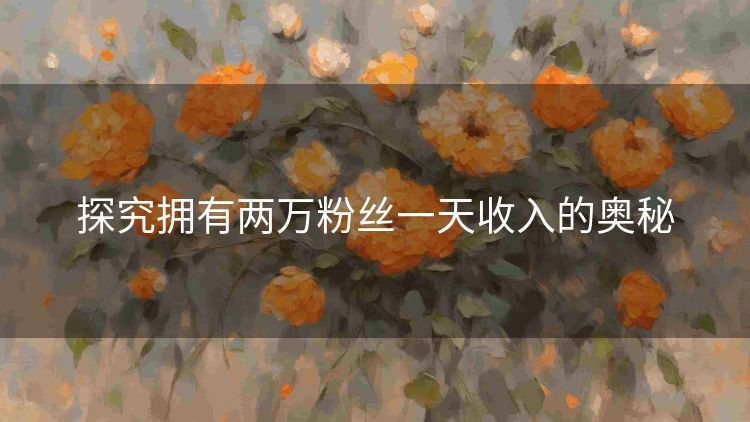 探究拥有两万粉丝一天收入的奥秘 探究拥有两万粉丝一天收入的奥秘