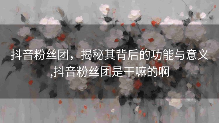 抖音粉丝团，揭秘其背后的功能与意义,抖音粉丝团是干嘛的啊