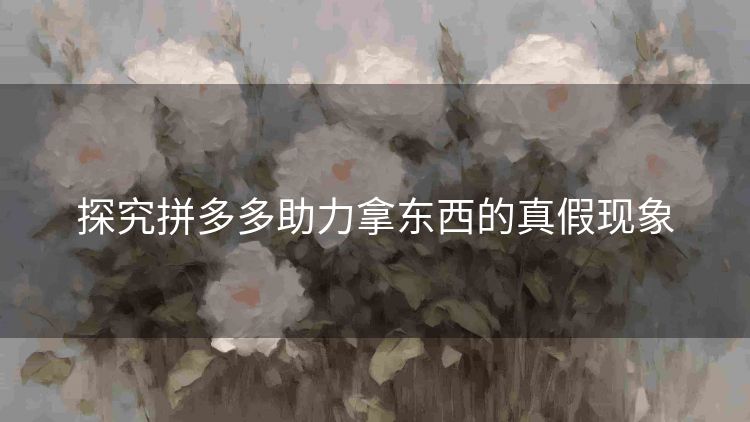 探究拼多多助力拿东西的真假现象 探究拼多多助力拿东西的真假现象