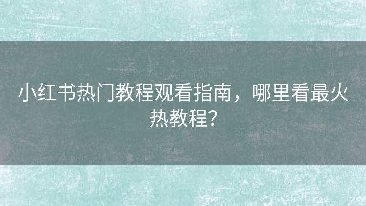 小红书热门教程观看指南,哪里看最火热教程? 小红书热门教程观看指南,哪里看最火热教程?