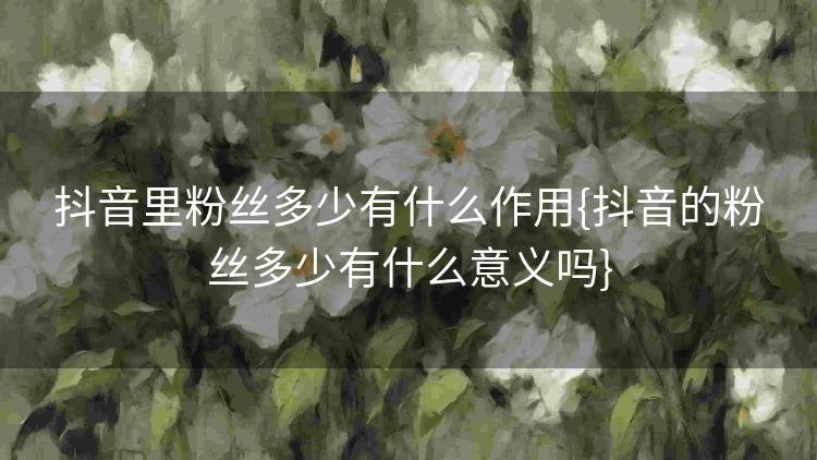 抖音里粉丝多少有什么作用{抖音的粉丝多少有什么意义吗} 抖音里粉丝多少有什么作用{抖音的粉丝多少有什么意义吗}