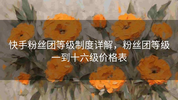 快手粉丝团等级制度详解，粉丝团等级一到十六级价格表