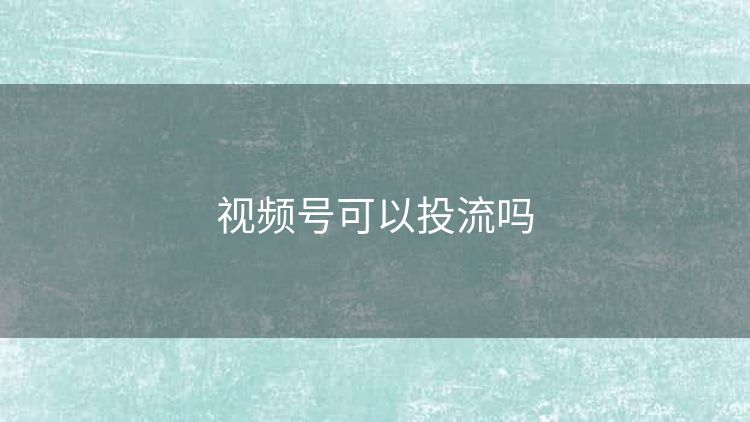 视频号可以投流吗