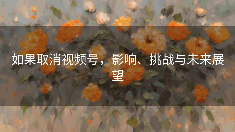 如果取消视频号，影响、挑战与未来展望