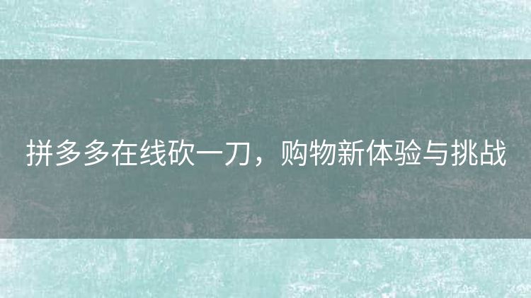 拼多多在线砍一刀,购物新体验与挑战 拼多多在线砍一刀,购物新体验与挑战