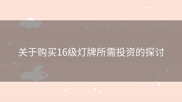 关于购买16级灯牌所需投资的探讨