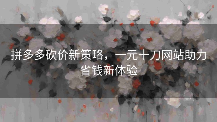 拼多多砍价新策略，一元十刀网站助力省钱新体验