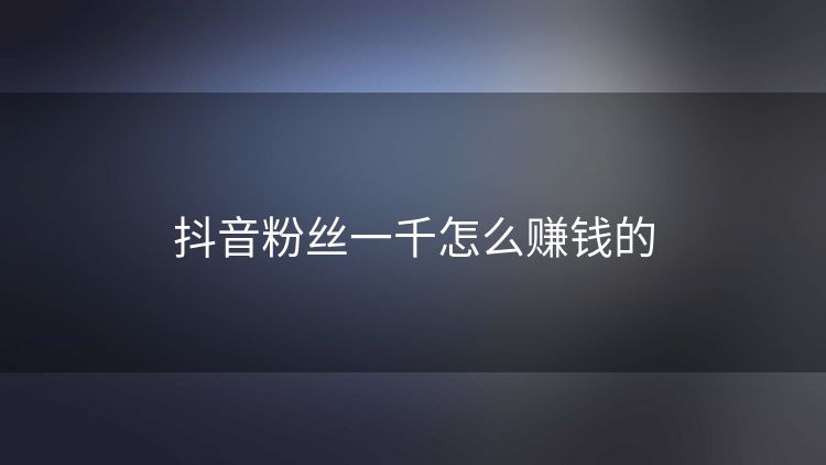 抖音粉丝一千怎么赚钱的
