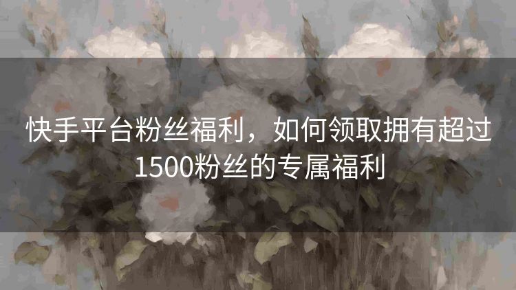 快手平台粉丝福利，如何领取拥有超过1500粉丝的专属福利