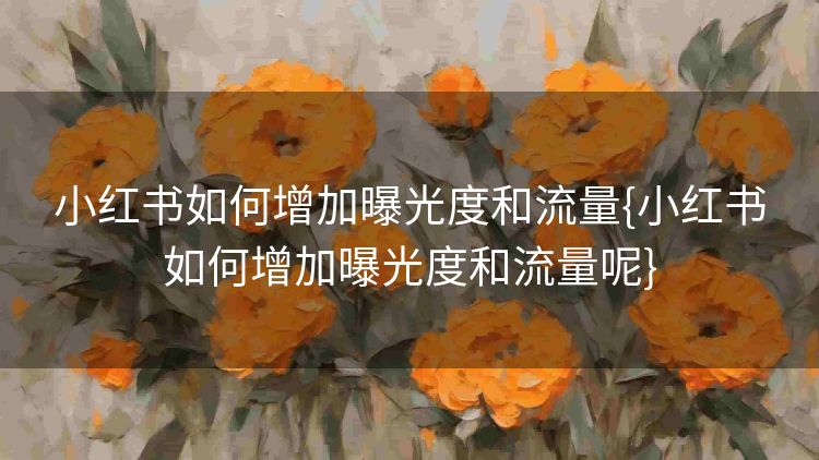 小红书如何增加曝光度和流量{小红书如何增加曝光度和流量呢} 小红书如何增加曝光度和流量{小红书如何增加曝光度和流量呢}