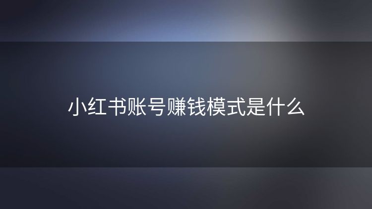 小红书账号赚钱模式是什么