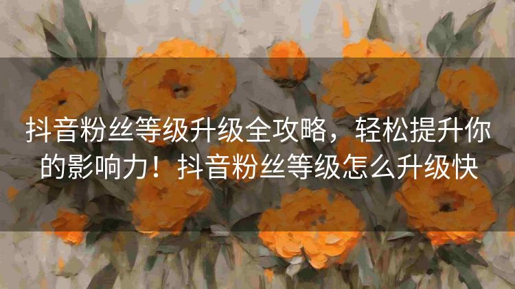 抖音粉丝等级升级全攻略，轻松提升你的影响力！抖音粉丝等级怎么升级快