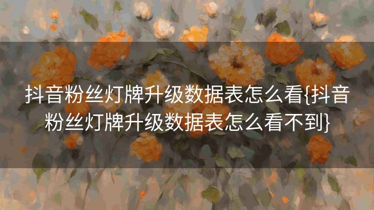 抖音粉丝灯牌升级数据表怎么看{抖音粉丝灯牌升级数据表怎么看不到} 抖音粉丝灯牌升级数据表怎么看{抖音粉丝灯牌升级数据表怎么看不到}