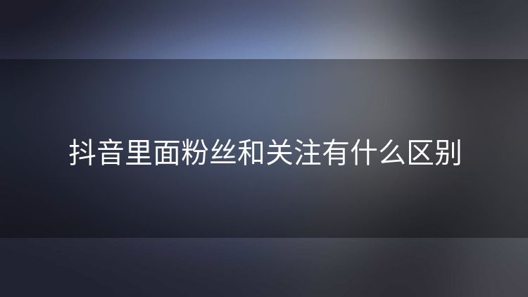 抖音里面粉丝和关注有什么区别 抖音里面粉丝和关注有什么区别