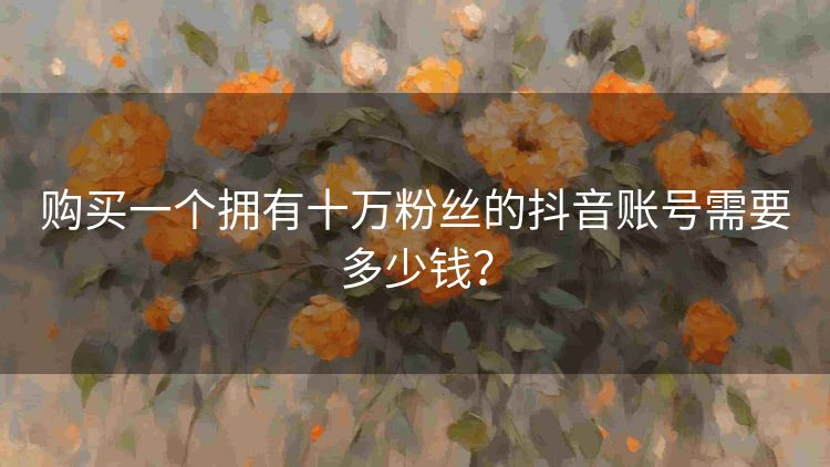 购买一个拥有十万粉丝的抖音账号需要多少钱? 购买一个拥有十万粉丝的抖音账号需要多少钱?