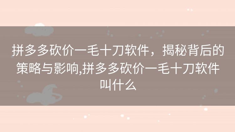 拼多多砍价一毛十刀软件,揭秘背后的策略与影响,拼多多砍价一毛十刀软件叫什么 拼多多砍价一毛十刀软件,揭秘背后的策略与影响,拼多多砍价一毛十刀软件叫什么
