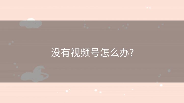 没有视频号怎么办? 没有视频号怎么办?