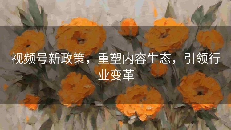 视频号新政策,重塑内容生态,引领行业变革 视频号新政策,重塑内容生态,引领行业变革