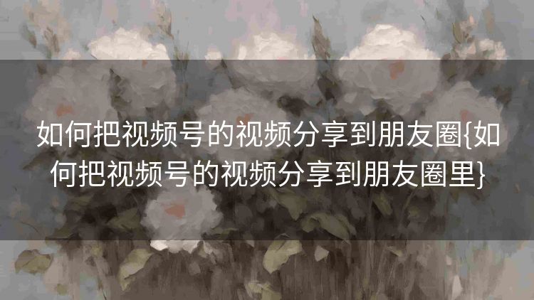 如何把视频号的视频分享到朋友圈{如何把视频号的视频分享到朋友圈里}