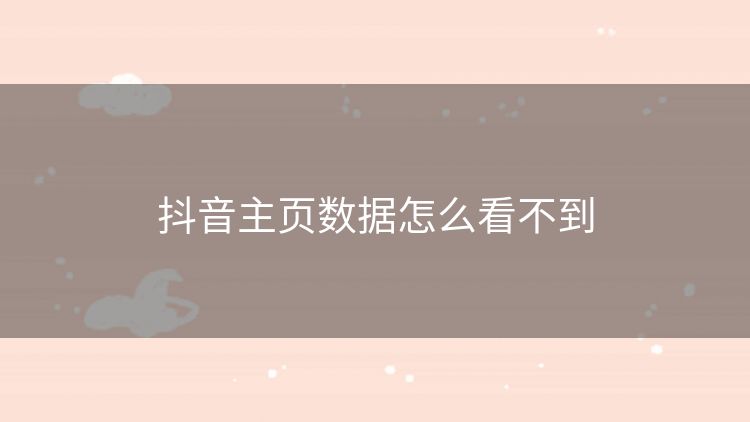 抖音主页数据怎么看不到