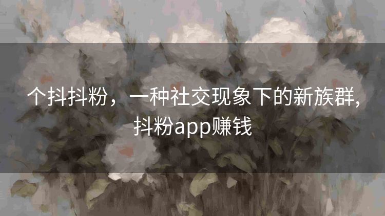 个抖抖粉,一种社交现象下的新族群,抖粉app赚钱 个抖抖粉,一种社交现象下的新族群,抖粉app赚钱