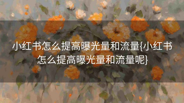 小红书怎么提高曝光量和流量{小红书怎么提高曝光量和流量呢} 小红书怎么提高曝光量和流量{小红书怎么提高曝光量和流量呢}