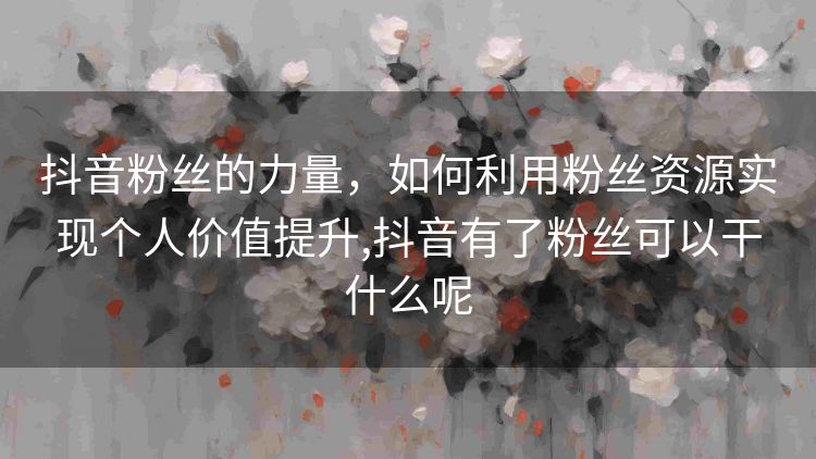 抖音粉丝的力量,如何利用粉丝资源实现个人价值提升,抖音有了粉丝可以干什么呢 抖音粉丝的力量,如何利用粉丝资源实现个人价值提升,抖音有了粉丝可以干什么呢