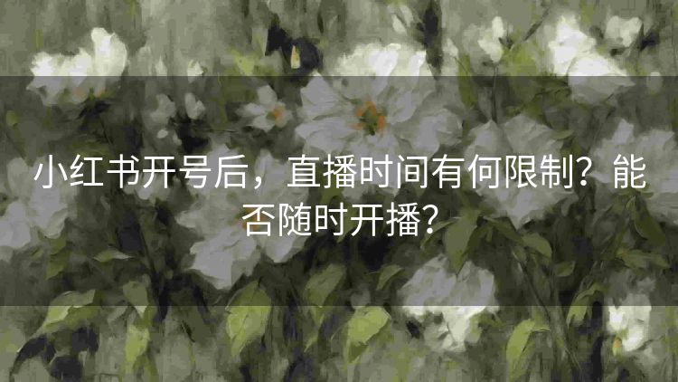 小红书开号后,直播时间有何限制?能否随时开播? 小红书开号后,直播时间有何限制?能否随时开播?