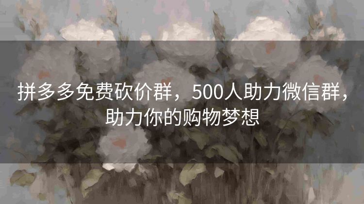 拼多多免费砍价群，500人助力微信群，助力你的购物梦想