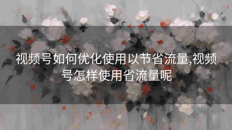 视频号如何优化使用以节省流量,视频号怎样使用省流量呢