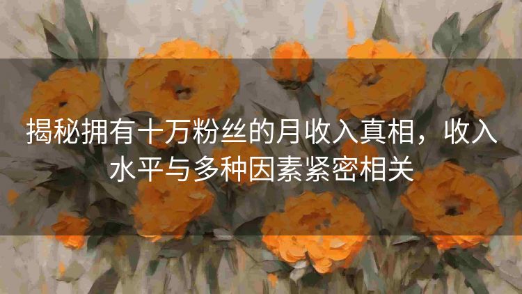 揭秘拥有十万粉丝的月收入真相,收入水平与多种因素紧密相关 揭秘拥有十万粉丝的月收入真相,收入水平与多种因素紧密相关