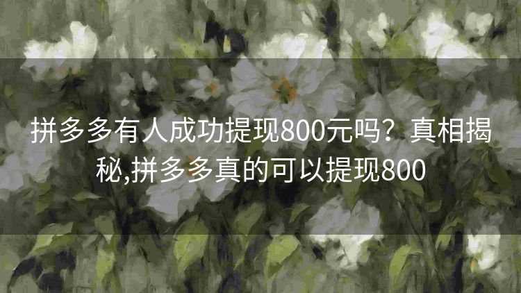 拼多多有人成功提现800元吗?真相揭秘,拼多多真的可以提现800 拼多多有人成功提现800元吗?真相揭秘,拼多多真的可以提现800