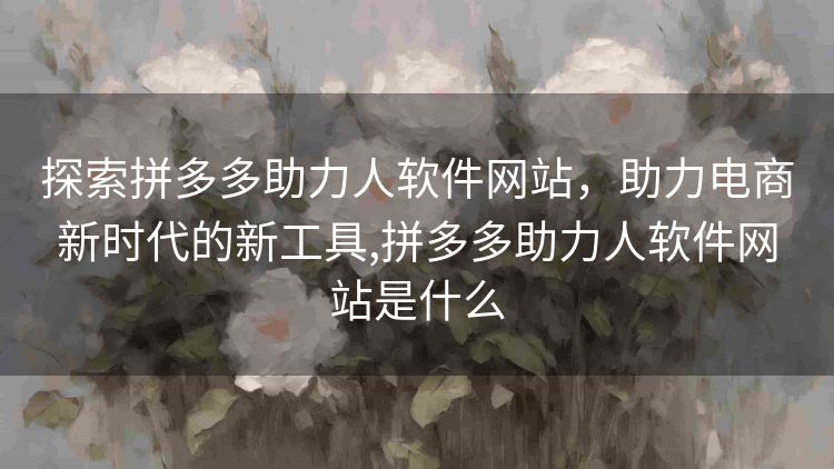 探索拼多多助力人软件网站,助力电商新时代的新工具,拼多多助力人软件网站是什么 探索拼多多助力人软件网站,助力电商新时代的新工具,拼多多助力人软件网站是什么