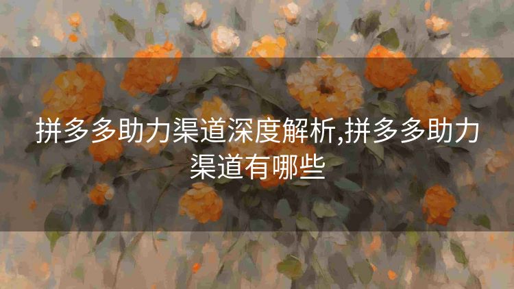 拼多多助力渠道深度解析,拼多多助力渠道有哪些 拼多多助力渠道深度解析,拼多多助力渠道有哪些