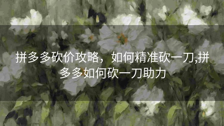 拼多多砍价攻略，如何精准砍一刀,拼多多如何砍一刀助力